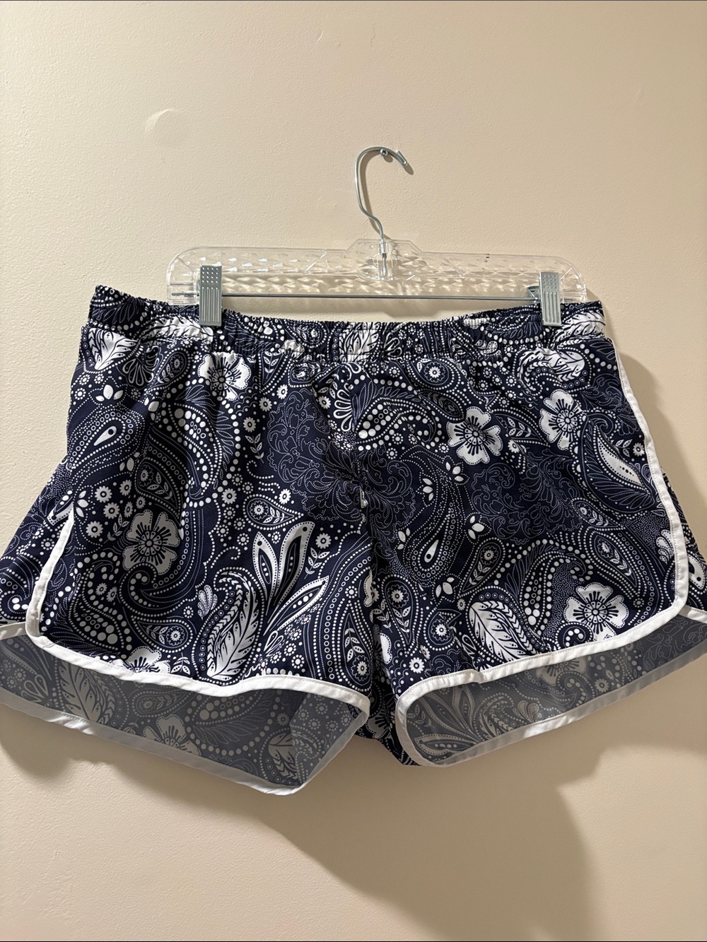Old Navy Navy Paisley Athletic Shorts with White Trim